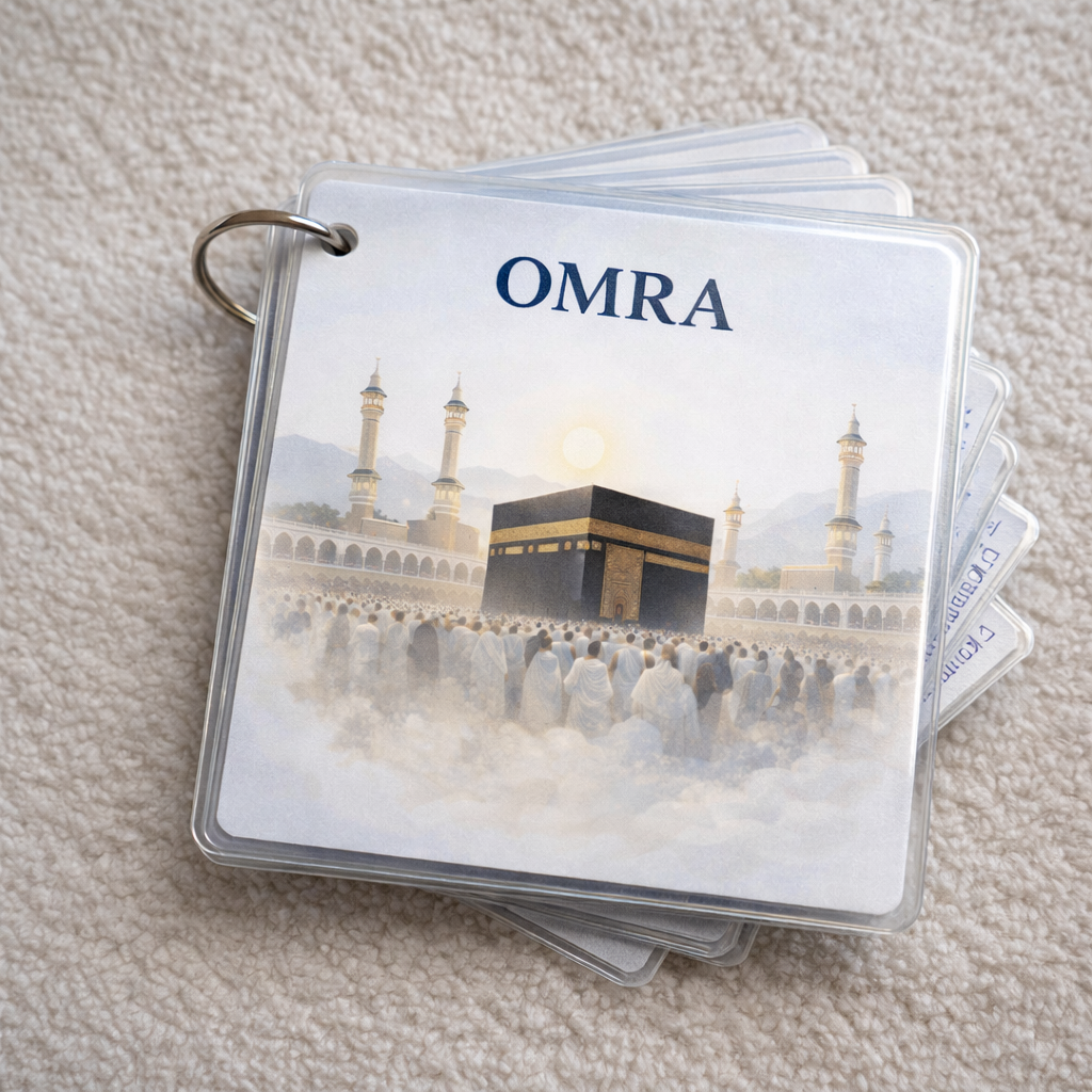 Les fiches Omra (PDF) sont offertes pour chaque achat et envoyées par email après la commande.